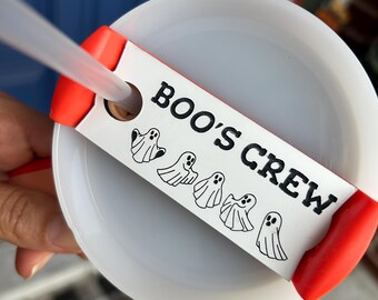 Halloween Tumbler Plate Boos Crew Spooky Ghost Tag 30 Oz 40 oz Topper