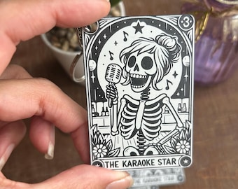 The Karaoke Star Latina Sugar Skull Skeleton Keychain Funny Accessories Day Of The Dead Mothers Day Gifts For Her Strong Female Hispanic