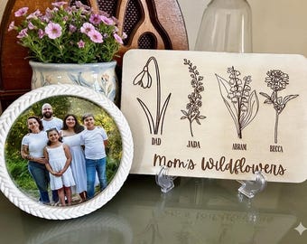 Mom’s Wildflowers – Personalized Birth Flower Sign Mothers Day Grandma Mimi Gammi Momo