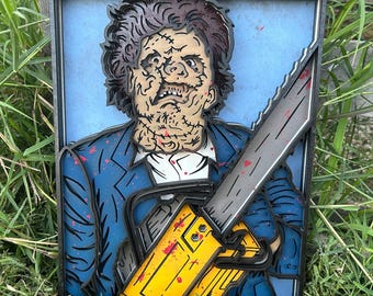 3D Layered Leatherface Art: Horror Movie Decor, Halloween Sign