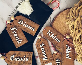 Patterned Stocking Tag Gift Christmas Personalized Present Name Tags