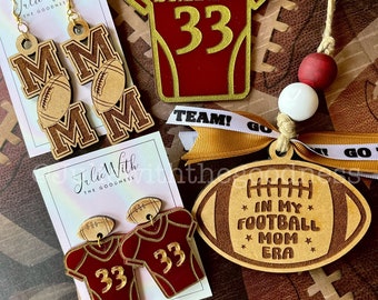 Football Mom Bundle: Earrings, Car Charm, Backpack Tag