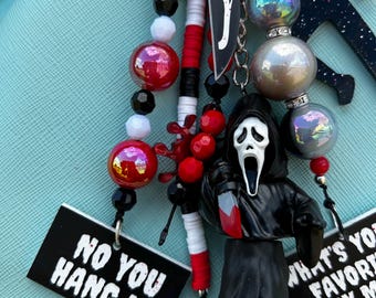 Ghost Face Horror Bag Charm Keychain - Spooky Halloween Accessory