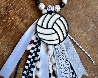 Sports Mom Bag Charm: Handmade Ribbon Tassel Keychain - Basketball, Volleyball, Baseball