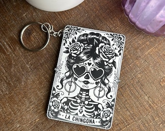 La Chingona Latina Sugar Skull Skeleton Keychain Funny Accessories Day Of The Dead Mothers Day Gifts For Her