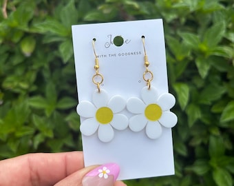 Summer Flower Power Daisy Dangle Earrings Summer Accessories Jewelry Gifts