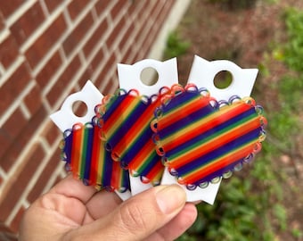 Personalized Rainbow Heart Tumbler Topper: Acrylic Stanley Accessory