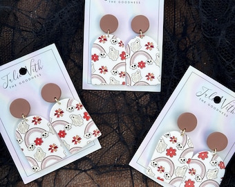 Halloween Ghost & Skull Earrings – Spooky Acrylic Dangle Earrings