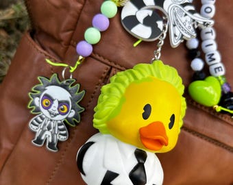 Beetle Juice Duck Bag Charm – Spooky Halloween Keychain