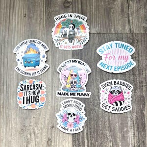 Funny Sarcastic Sticker Set: Dark Humor Vinyl Decals