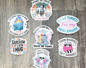 Funny Sarcastic Sticker Set: Dark Humor Vinyl Decals