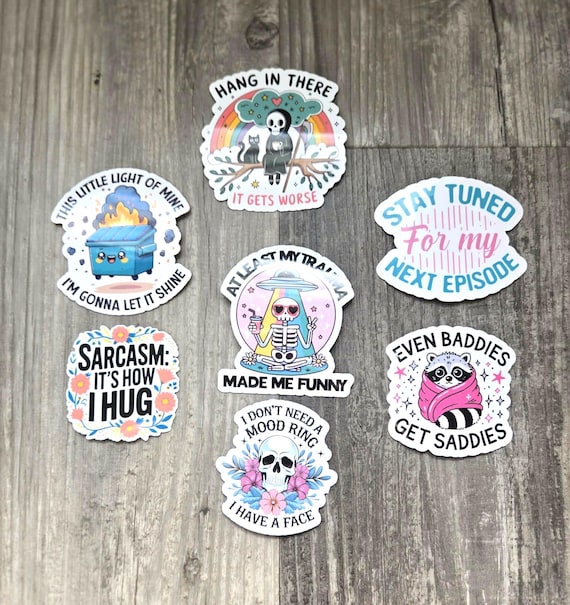 Funny Sarcastic Sticker Set: Dark Humor Vinyl Decals
