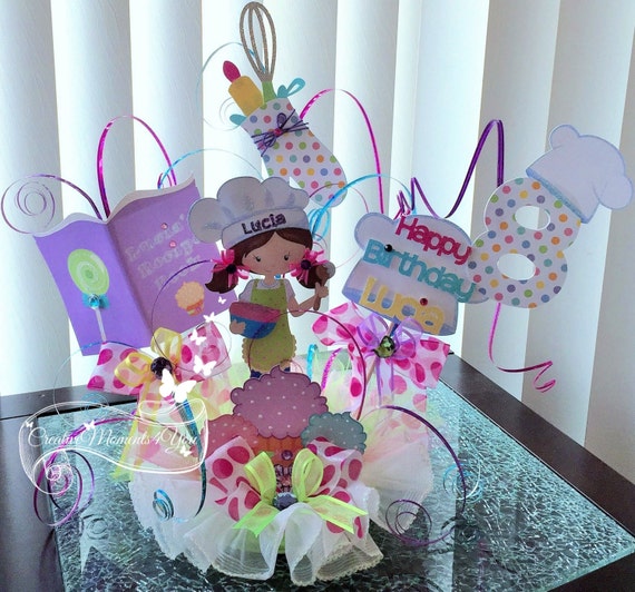 Baker/Chef Girl Theme Birthday cake topper Il_570xn
