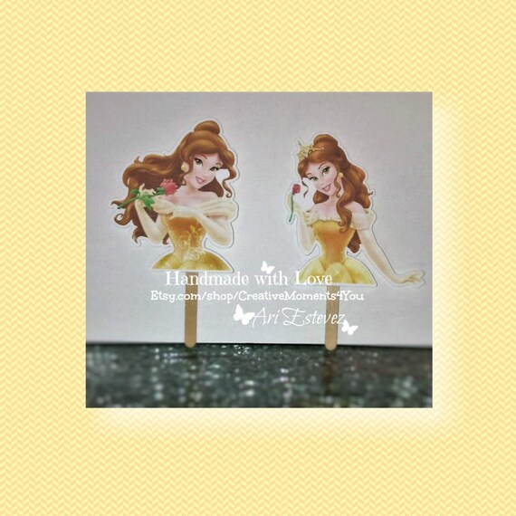 12 Toppers- Belle/ Disney Beauty and the Beast Cupcake Topper Il_570xn