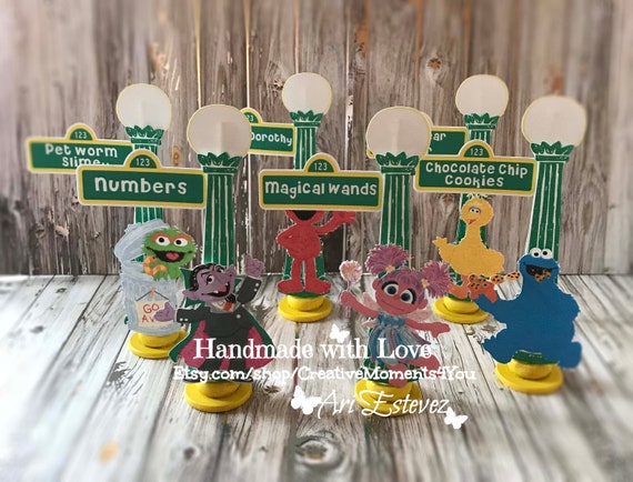 Sesame Street Mini Lamp Post, Elmo/ Sesame Street Food buffet card, Sesame Street Place Cards, Sesame Street Birthday Party / Set of 6 Il_570xn