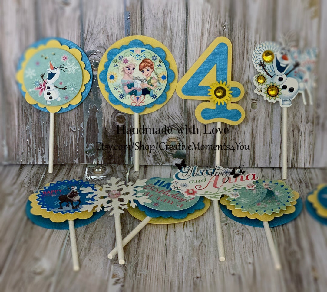 12 Toppers Frozen Fever Cupcake Toppers Assorted Etsy