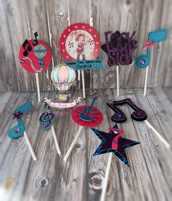 12- Girl Rockstar Cupcake Toppers/ "ROCKSTAR" birthday party/ RockStar Themed Cupcake Toppers/ Music Notes Toppers/ Guitar Il_570xn