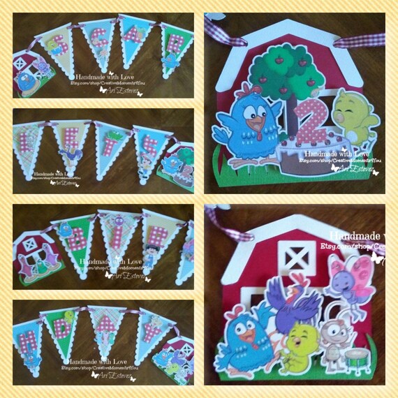 Galinha Pintadinha, Lottie Dottie chicken Barn Birthday Banner Il_570xn