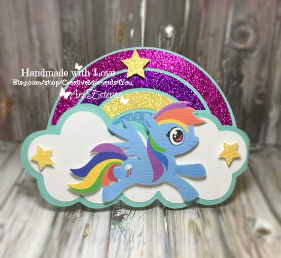 Inspired My Little Cute Pony / My Cute Pony Over the Rainbow Cloud Invitation Il_570xn