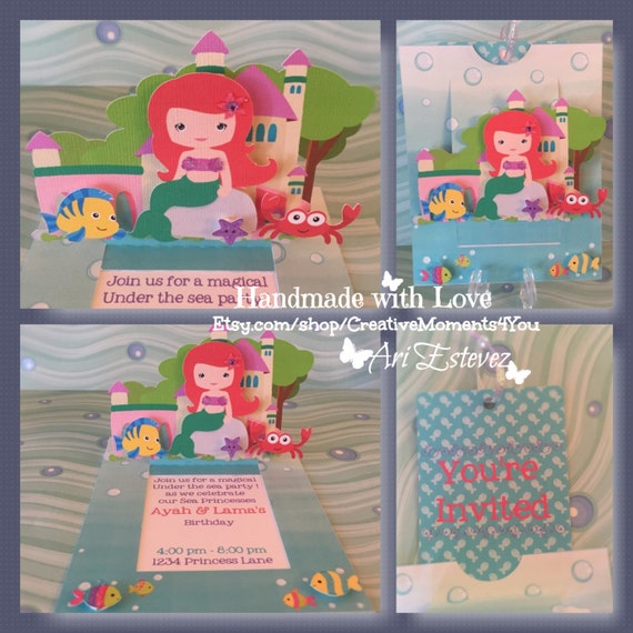 The Little Mermaid Cutie Theme Pop Up Style Invitation Il_570xn