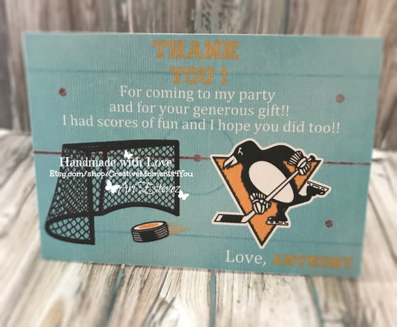 Penguins Pittsburgh Inspired Hockey Thank You Cards/ Thank You Notes/ Hockey Birthday thank you card Il_570xn