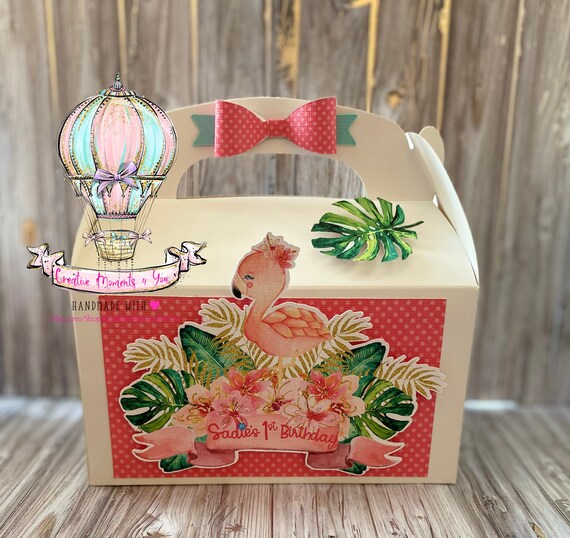 10- Tropical Flamingo Favor Box, Flamingo Treat Boxes, Luau Favor Box, Tropical Treat Box, Flamingo Birthday Party Il_570xn