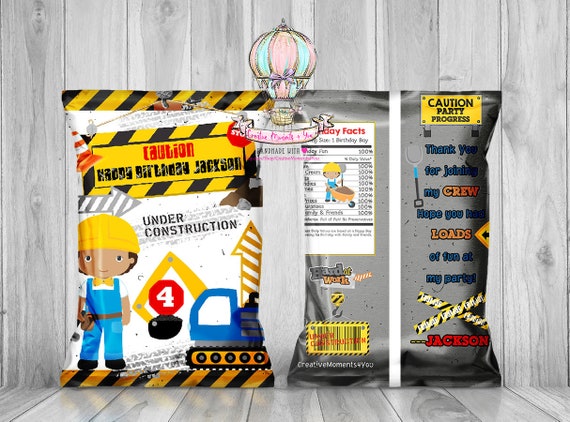 Construction Birthday Chip Bag, Little Builder Party, Construction Zone Favor Bags, Custom Chip Bags, Custom Favor Bags, Party Bag -Unfilled Il_570xn