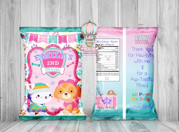 Cutie Pink Paw Patrol Chip Bags, Skye & Everest, Inspired Pink Paw Patrol Favor Bags,Custom Chip Bags, Pink Paw Patrol Party Bag -Unfilled Il_570xn