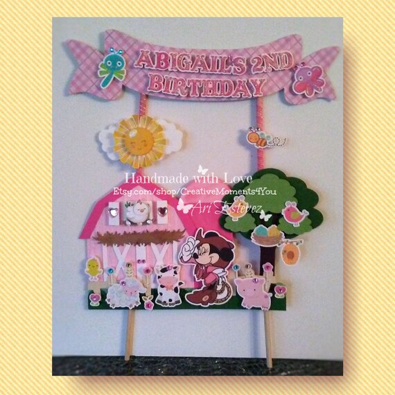 Minnie Mouse Western Farm / Barn Theme Cake Topper Pick Il_570xn