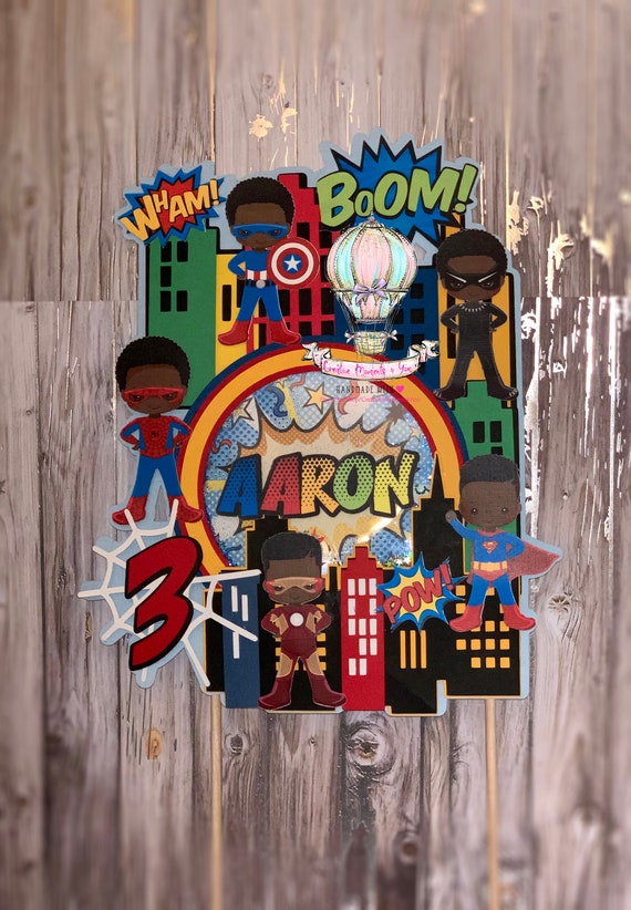 Little Superheroes Inspired Birthday Cake Shaker Topper- Superheroes Shaker Cake Topper- Shaker Cake Topper Il_570xn