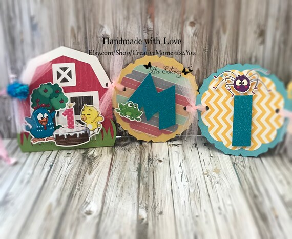 Galinha Pintadinha, Lottie Dottie chicken Barn Scalloped Circle Birthday Banner Il_570xn