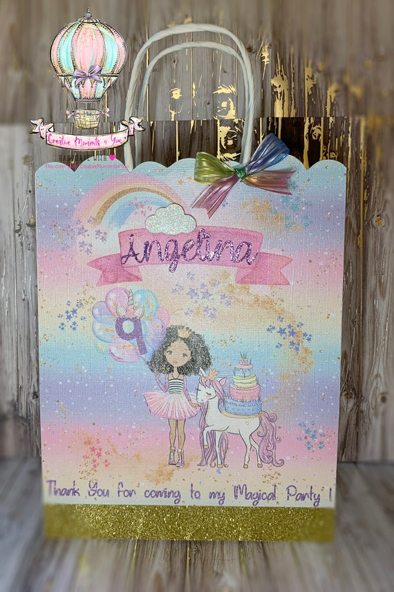 12- Unicorn princess Party Bags for Favors, Gifts and Goodies, Unicorn Treat Bags, Unicorn Loot Bags, Candy Bags (Set of 12) Il_570xn