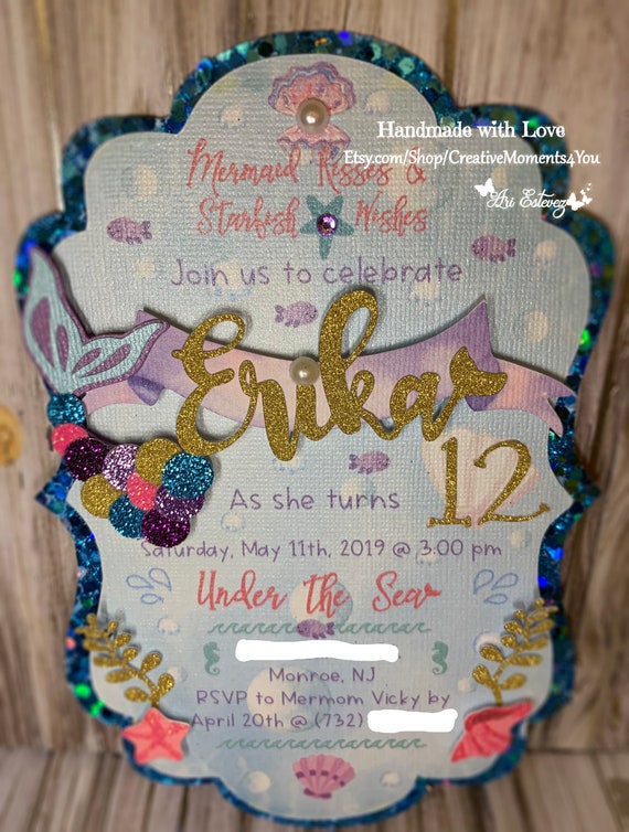 Mermaid Fishtail Invitations/ Under the Sea Invitations/ Mermaid Invitations Il_570xn