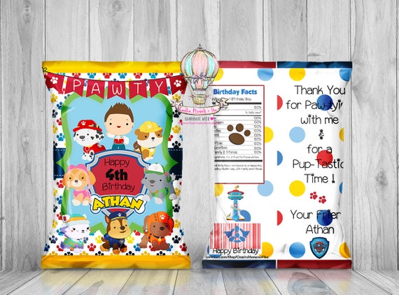 Cutie Paw Patrol Chip Bags, Inspired Paw Patrol , Paw Patrol Favor Bags, Custom Chip Bags, Paw Patrol Party Bag -Unfilled Il_570xn