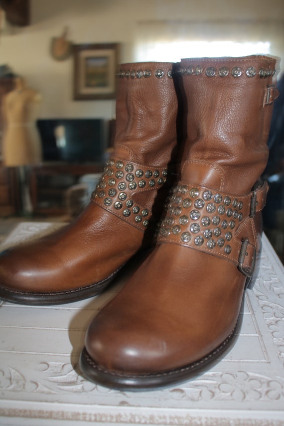 Frye ~ Boots ~ Studded ~ Engineer ~ Brown ~ Recycl