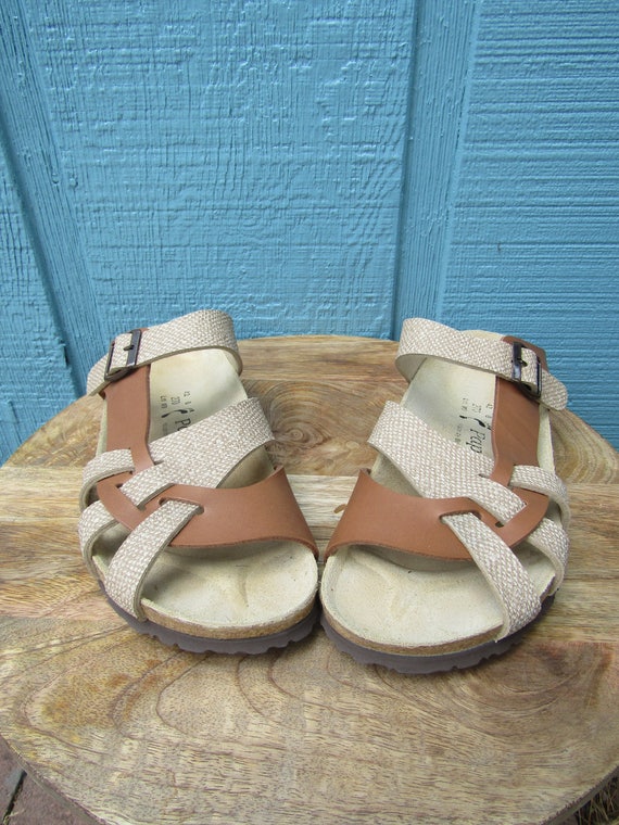 Birkenstock ~ Bone Linen & Tan ~ Birko Flor ~ Vin… - image 2