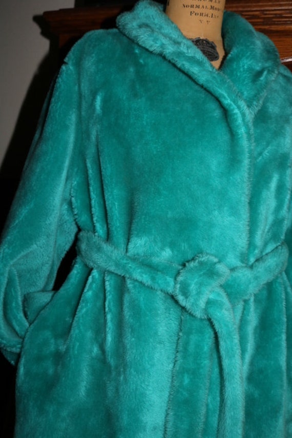 Faux Fur Robe ~ Turquoise ~ Sears ~ XL 16-18 Wome… - image 2