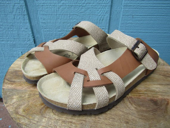 Birkenstock ~ Bone Linen & Tan ~ Birko Flor ~ Vin… - image 1