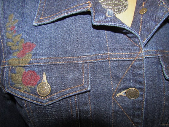 Eddie Bauer ~ Floral Embroidered ~ Denim ~ Jacket… - image 3