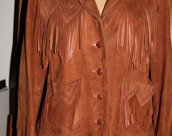 Pioneer Wear ~ Sueded ~ Leather ~ Fringed ~ Jacket ~ Women's size M