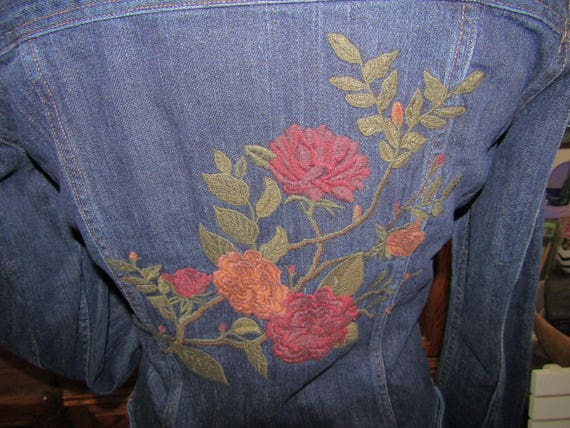 Eddie Bauer ~ Floral Embroidered ~ Denim ~ Jacket… - image 4