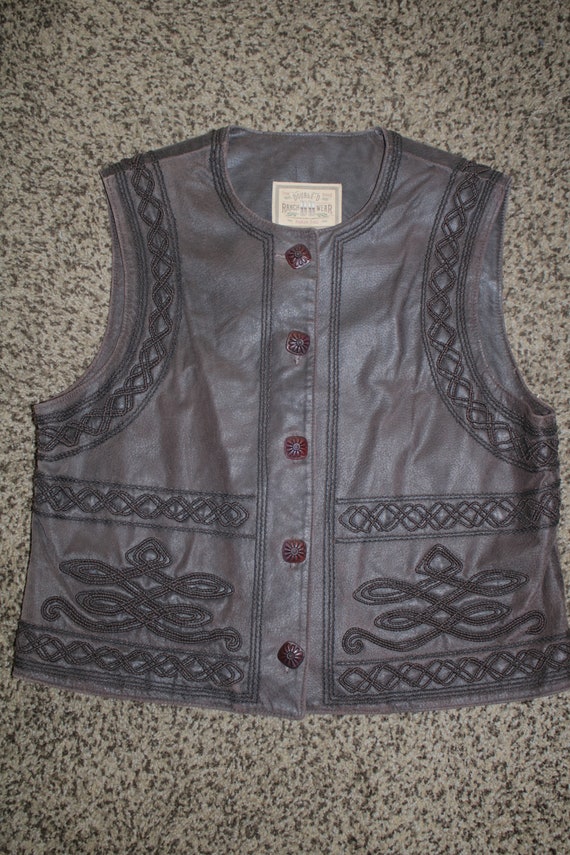 Double D Ranchwear ~ Leather ~ Embroidered Vest ~… - image 2