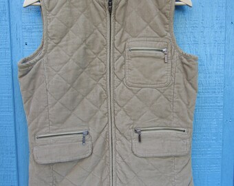 Eddie Bauer ~ Vest ~ Corduroy Quilted ~ 100% Cotton ~  Lined ~ Vintage ~ Recycled ~ Women's Size ~ Medium