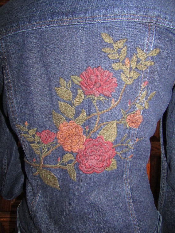Eddie Bauer ~ Floral Embroidered ~ Denim ~ Jacket… - image 2