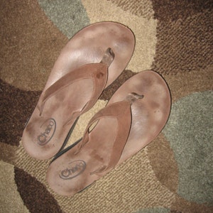 Chaco Leather Thong Sandals Unisex Vintage Great Condition Size 12 Medium Women's USA image 3