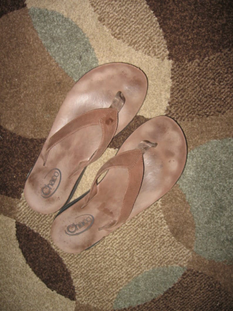 Chaco Leather Thong Sandals Unisex Vintage Great Condition Size 12 Medium Women's USA image 3