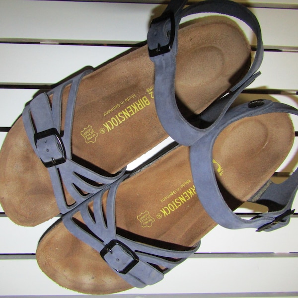 Birkenstock ~ Navy ~ Nubuk ~ Sandals ~Vintage ~ Mint ~  Women's size 42 Narrow Footbed