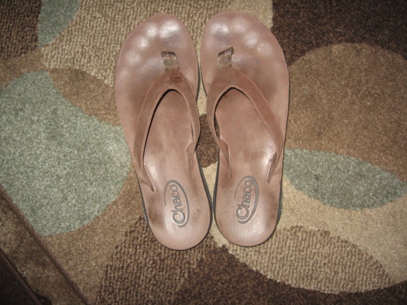 Chaco Leather Thong Sandals Unisex Vintage Great Condition Size 12 Medium Women's USA image 5