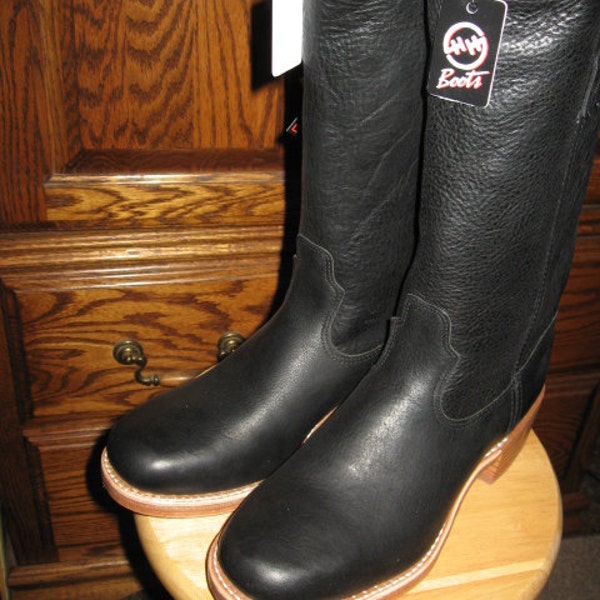 Double H~Boots ~ Tall Black Leather~ Campus Inspired ~ Women's ~ Size 11 USA ~ Medium