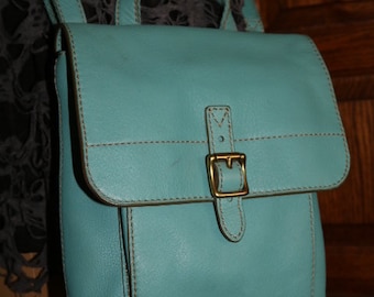 Fossile ~ Turquoise ~ Cross Body ~ Cuir ~ vintage ~ Menthe ~ 9,5" X 9" X 1"